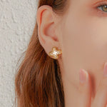 24K Gold Clover Stud Earring Saurin Jiya