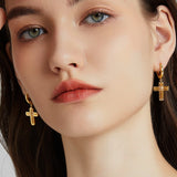 24K Gold Cross Hoop Earring Saurin Jiya