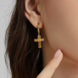 24K Gold Cross Hoop Earring Saurin Jiya