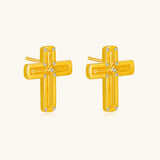 24K Gold Cross Stud Earring Saurin Jiya