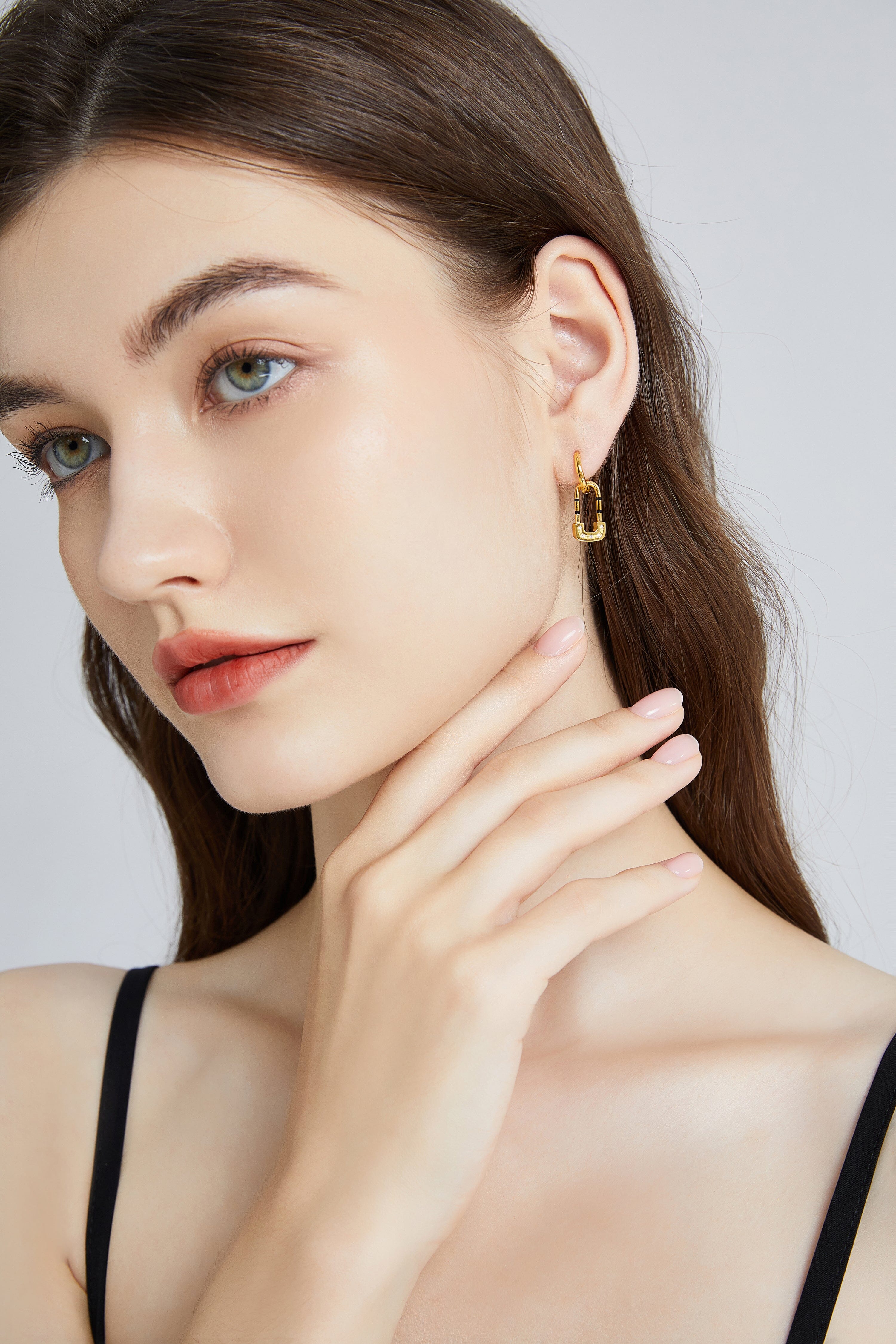 Gold Lock Earrings