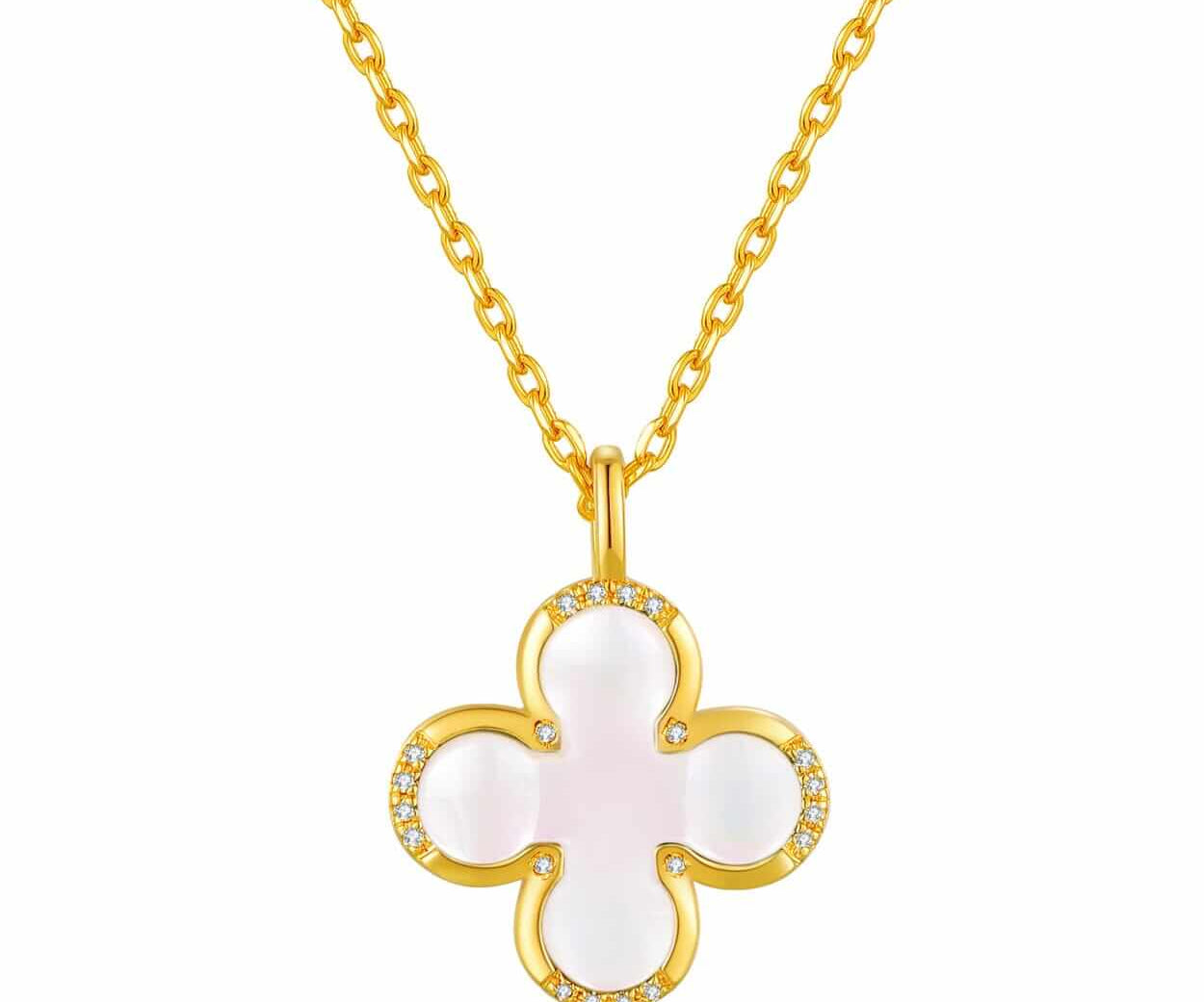 mother of pearl clover necklaceHandcrafted Fine Jewelry