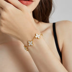 24K Gold Mother of Pearl Clover Bracelet Saurin Jiya