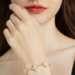 24K Gold Mother of Pearl Clover Bracelet Saurin Jiya