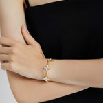 24K Gold Mother of Pearl Clover Bracelet Saurin Jiya