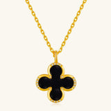 24K Gold Onyx Clover Necklace Saurin Jiya