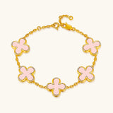 24K Gold Pink Shell Clover Bracelet Saurin Jiya