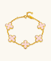 24K Gold Pink Shell Clover Bracelet Saurin Jiya