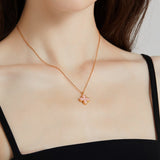 24K Gold Pink Shell Clover Necklace Saurin Jiya