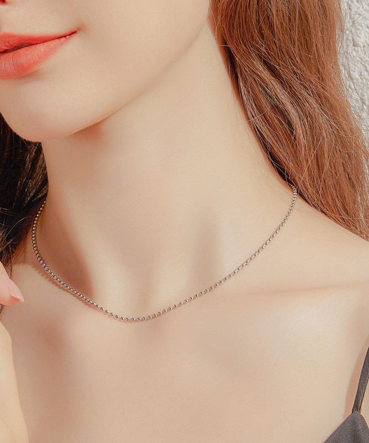 24K White Gold Bead Chain - 2mm Saurin Jiya