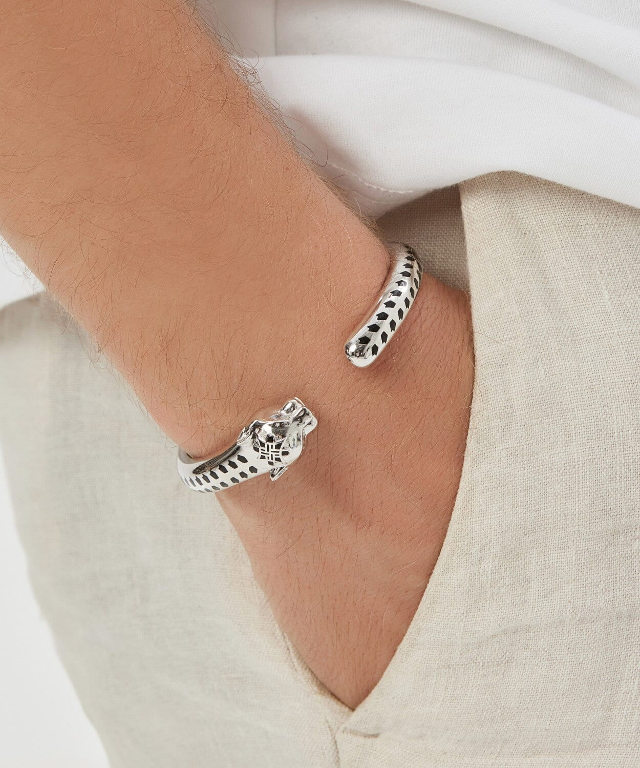 24K White Gold Leopard Bracelet Saurin Jiya