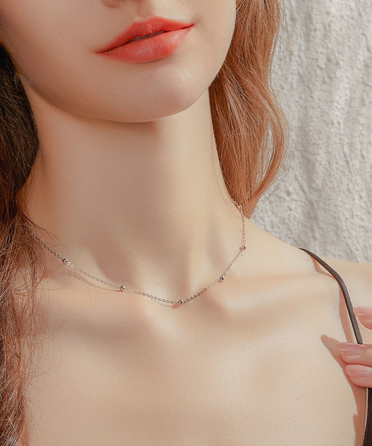 24K White Gold Satellite Chain Necklace - 1mm Saurin Jiya