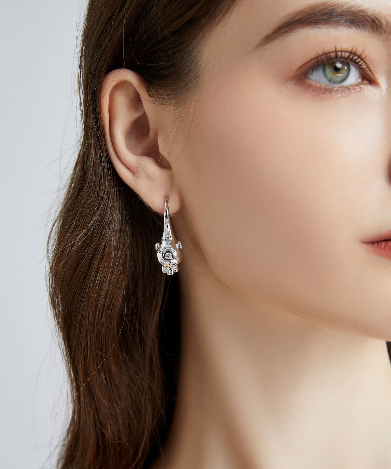 White Panther Earrings