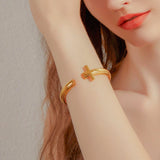 24K Yellow Gold Cross Bracelet Saurin Jiya