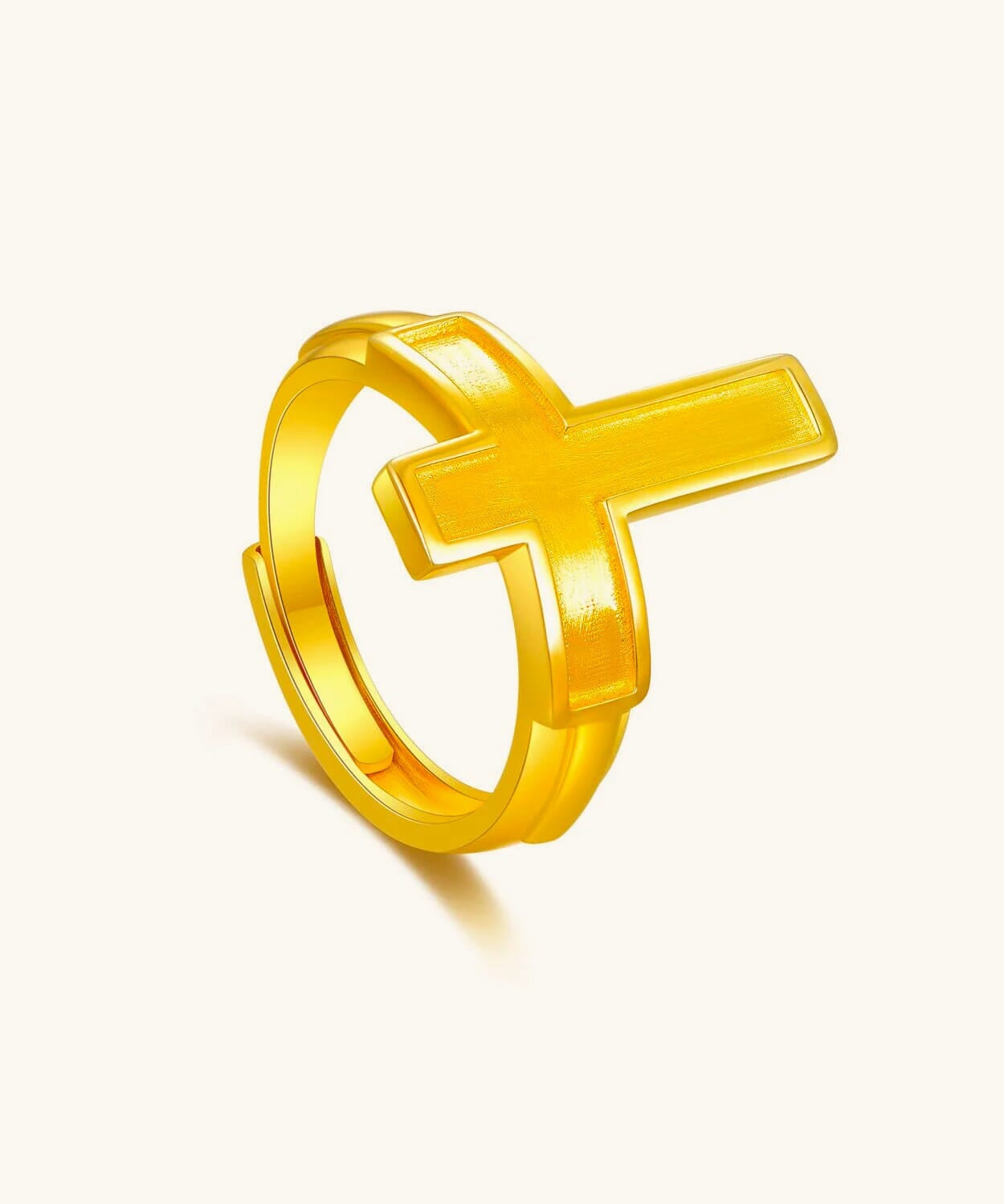 24K Yellow Gold Cross Ring Saurin Jiya