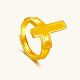 24K Yellow Gold Cross Ring Saurin Jiya