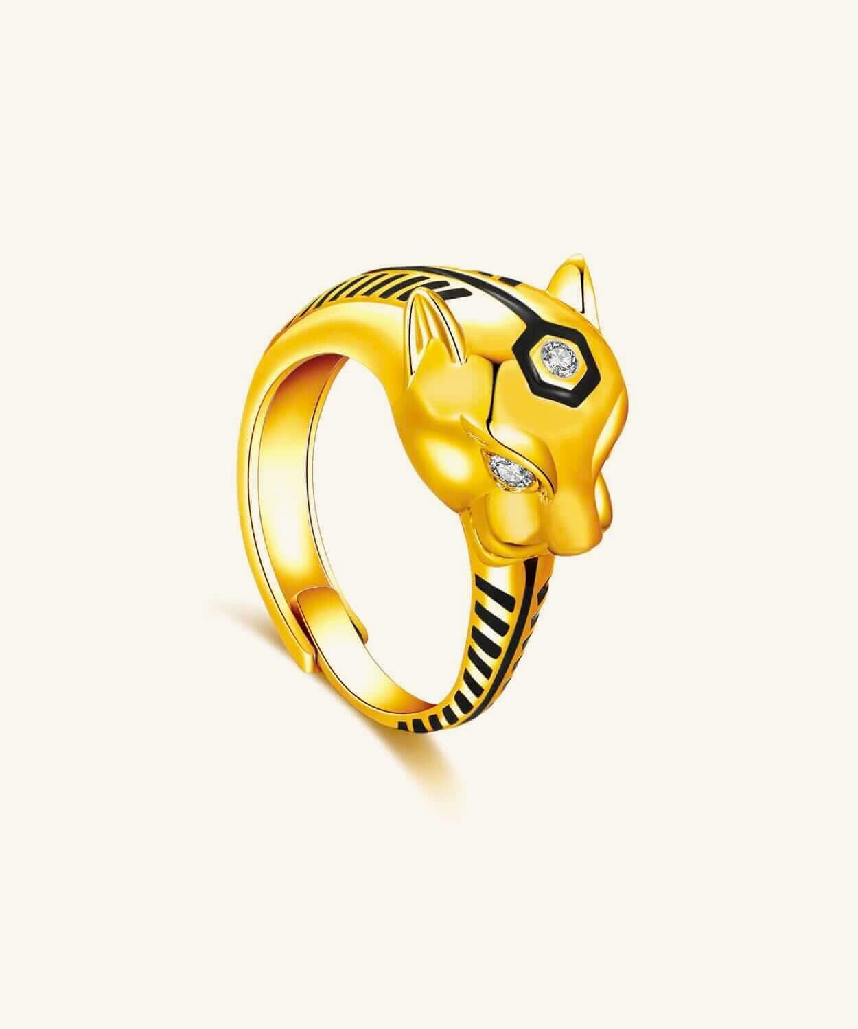 24K Yellow Gold Panther Ring Saurin Jiya