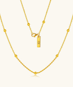 24K Yellow Gold Satellite Chain Necklace - 1mm Saurin Jiya